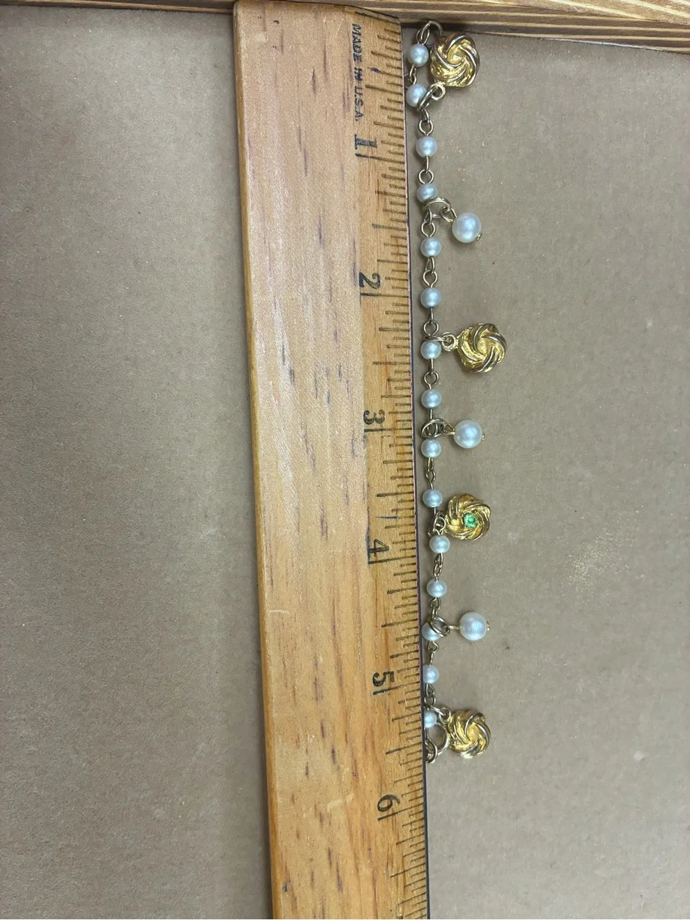 Pearl and Gold-Tone Charm Bracelet with Multicolor Stones